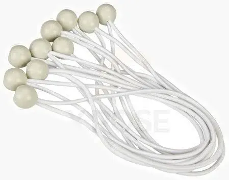 9” White Ball BUNGEE Cord Tarp Bungee Tie Down Strap - 10 Pack