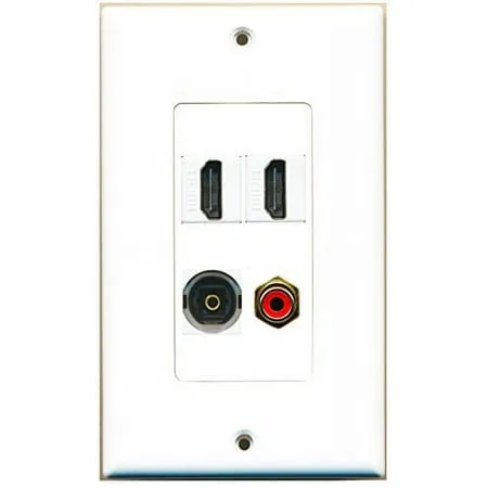 RiteAV - 2 Port HDMI 1 Port RCA Red 1 Port Toslink Wall Plate Decorative