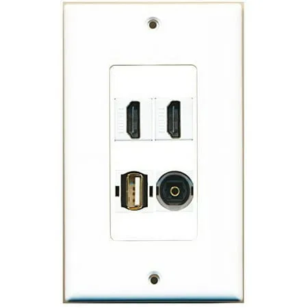 RiteAV - 2 Port HDMI 1 Port USB A-A 1 Port Toslink Wall Plate Decorative