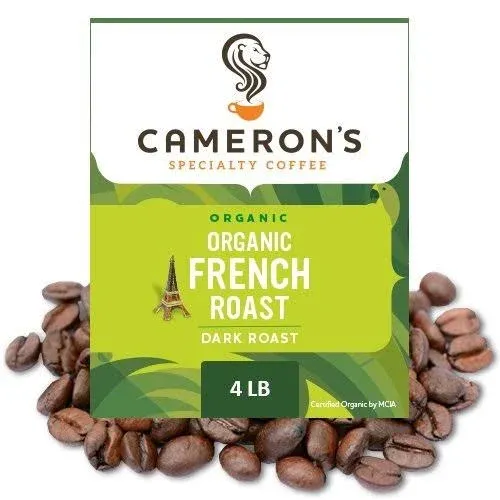 Кофе Cameron's Coffee органический, французская обжарка, цельные зерна, темная обжарка, 100% арабика, навалом, 4-фунтовый пакет (упаковка из 1 шт.)