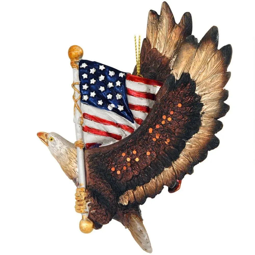 Patriotic Eagle with American Flag Ornament