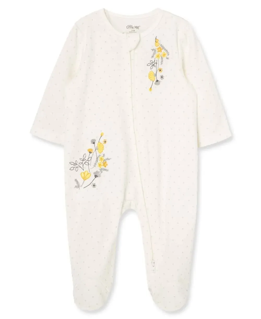 Little Me baby-girls 100% Cotton Scratch Free Tag Footie Romper Sleeper