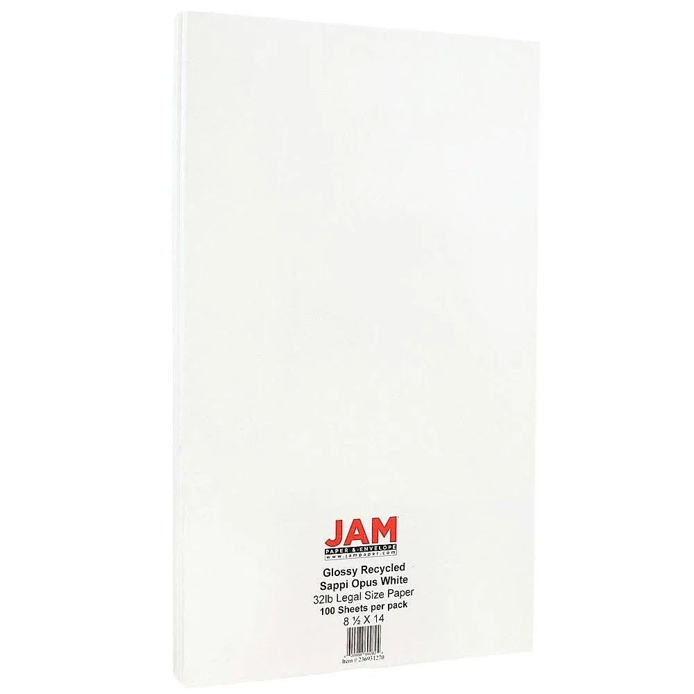 JAM Paper 2-Sided Cardstock Paper 32 lbs 8.5' x 14' White 100/Pack 236931270