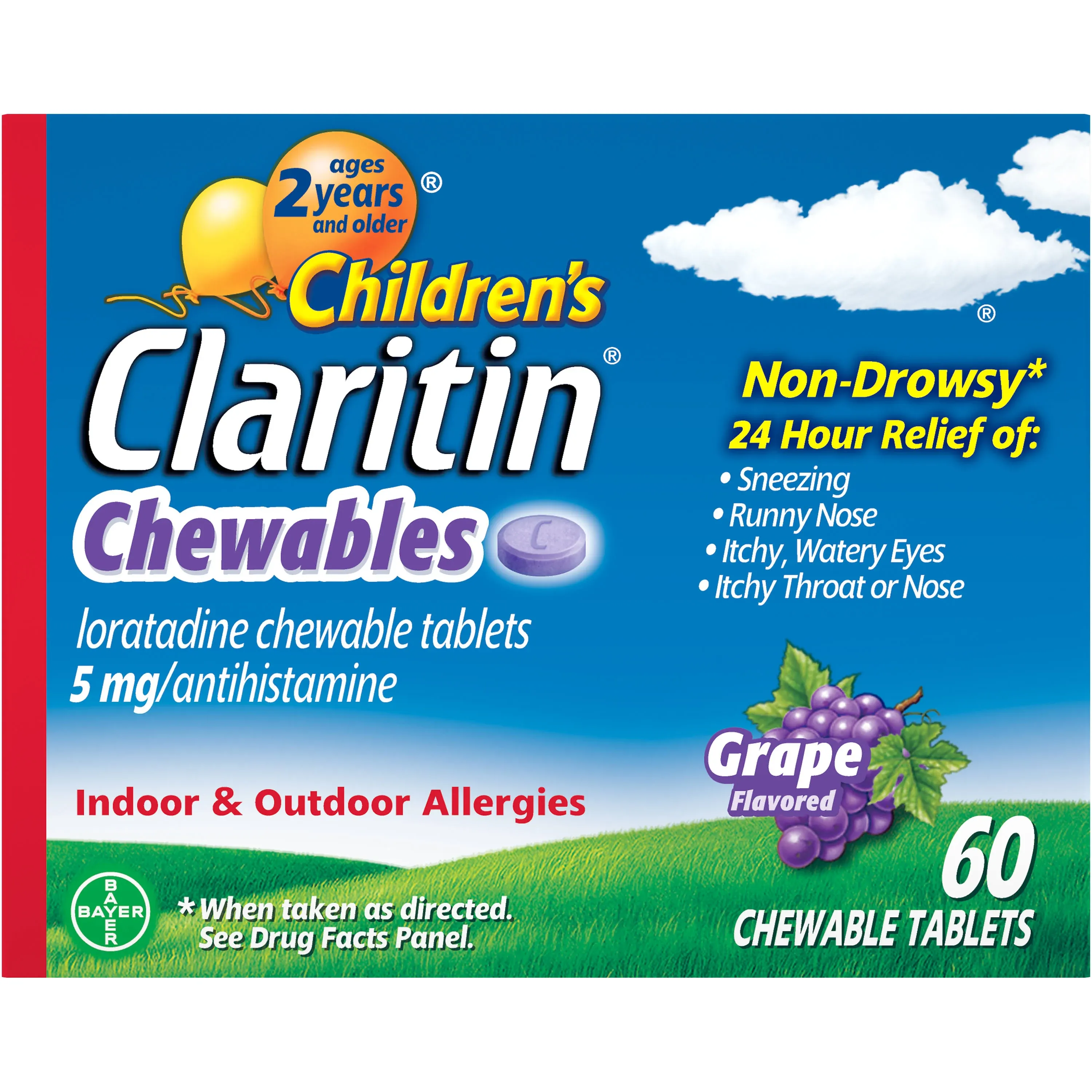 Claritin Chewable Tablets Grape - 60.0 ea