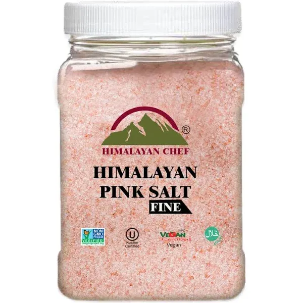 Himalayan Chef Himalayan Pink Salt Fine Grain, Plastic Jar-5 lbs