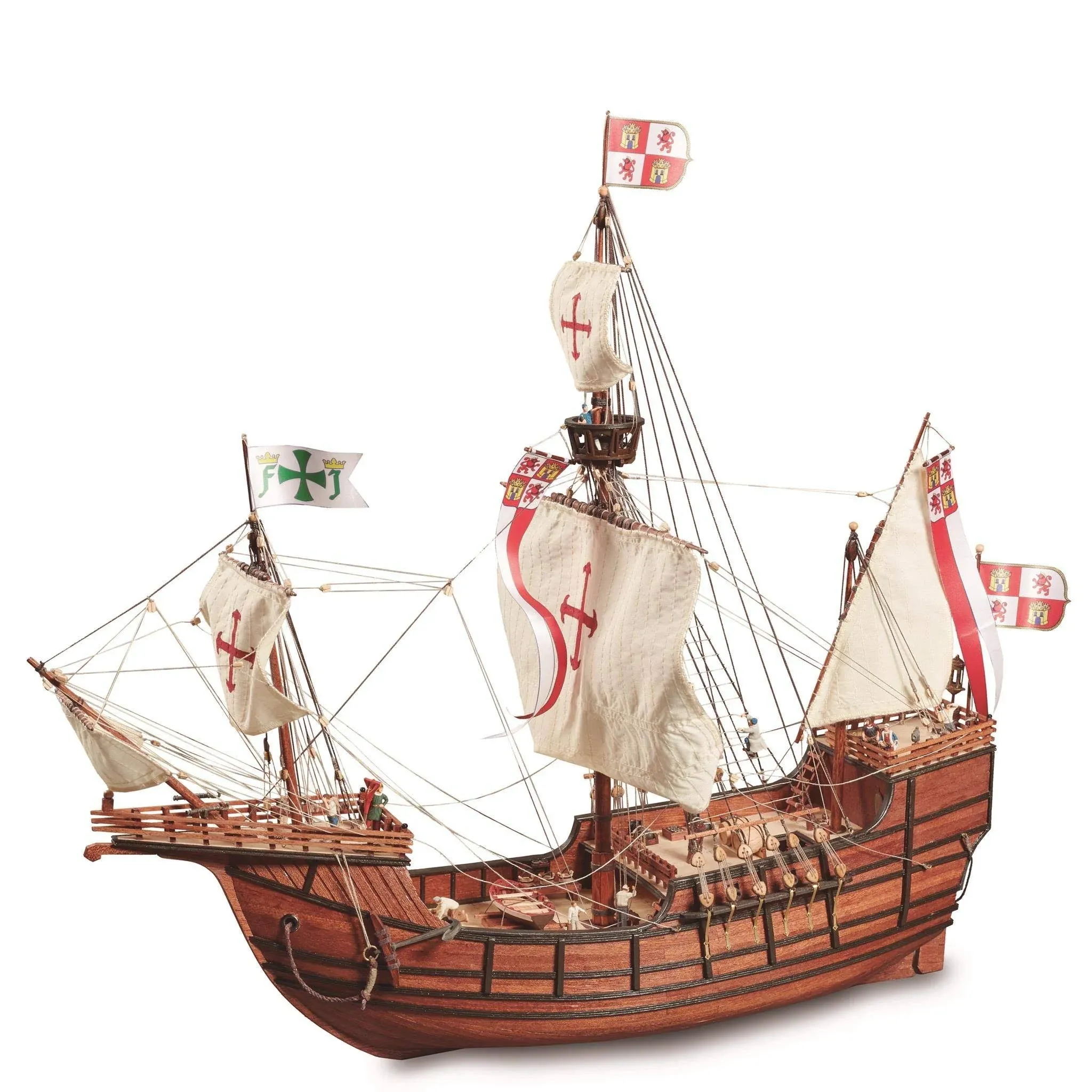 Artesanía Latina - Wooden Model Ship Kit - Spaniard Caravel from The Discovery of America, Santa María - Model 22411N, Scale 1:65 - Scale Models for Assembling - Intermediate Level