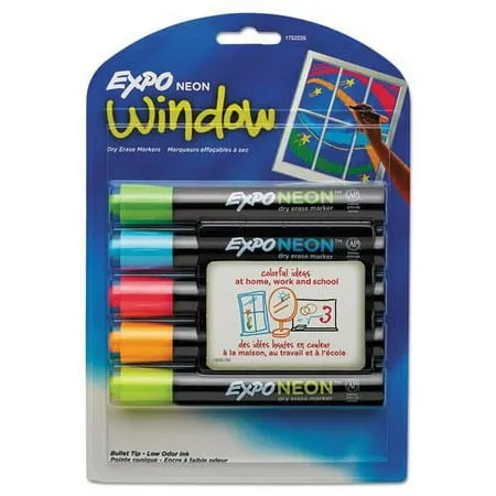 Expo Neon Dry Erase Marker, Bullet Tip, Assorted, 5 per Pack, 2 Packs