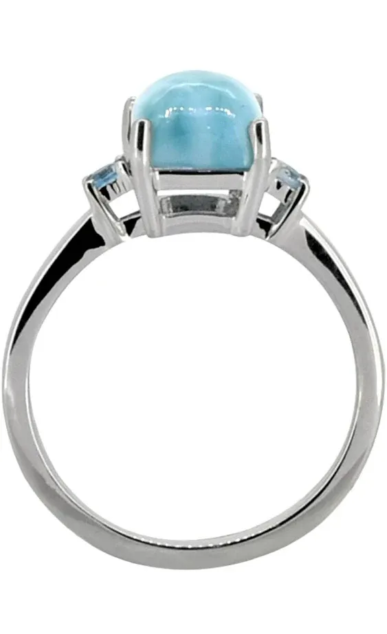 YoTreasure 2.87 Cts. Larimar Swiss Blue Topaz Solid 925 Sterling Silver Ring