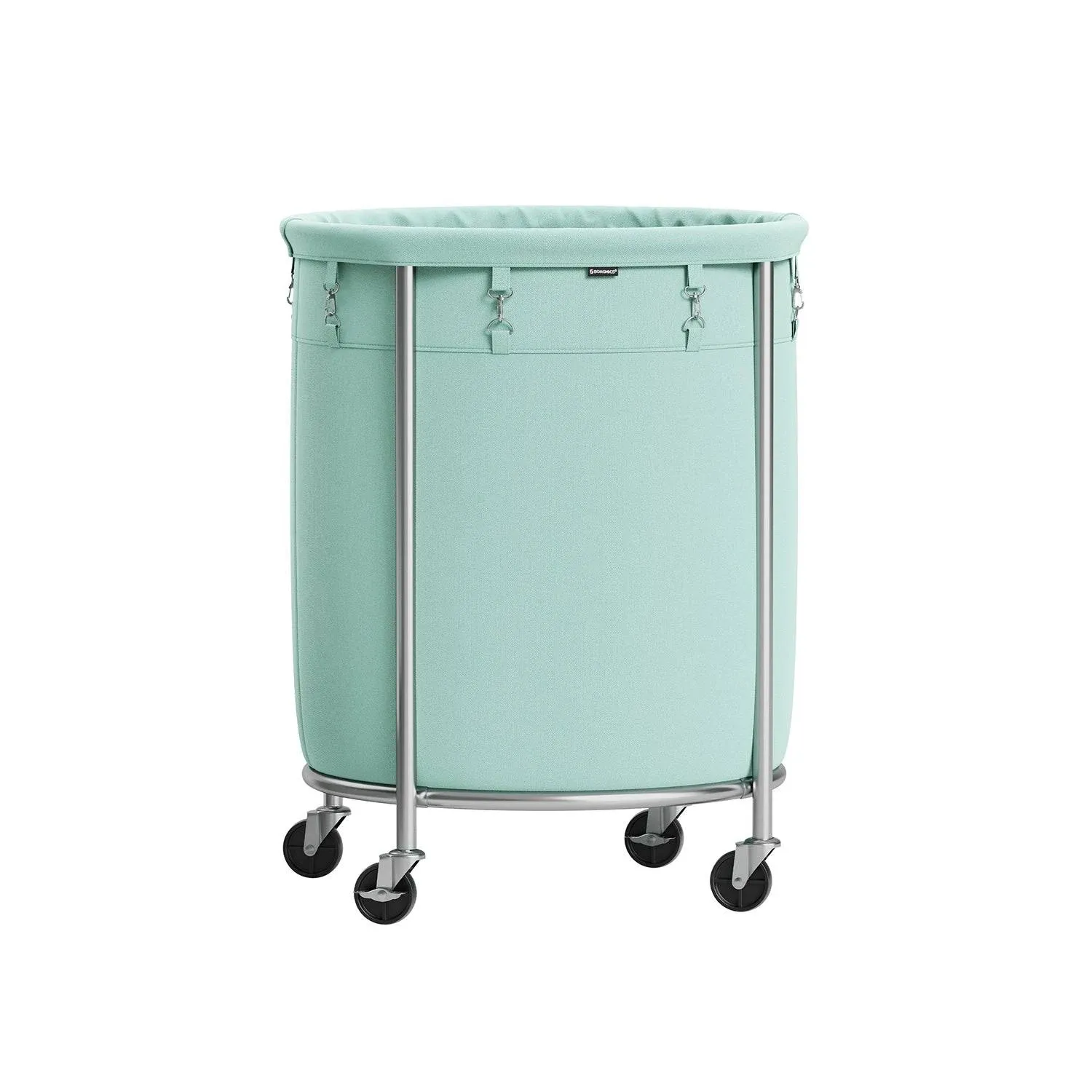 SONGMICS 45-Gallon Laundry Basket On Wheels, Mint Green + Silver / 170L (23.6"L x 23.6"W x 31.9"H)