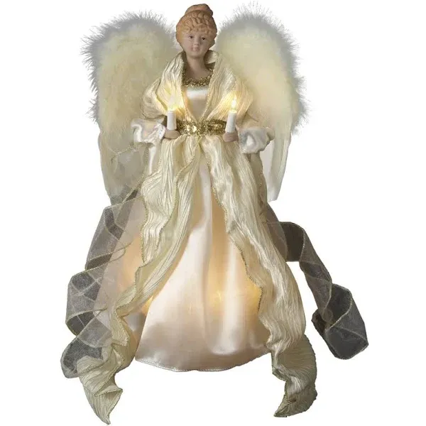 Kurt Adler UL 10-Light Angel Treetop Figurine, 14-Inch, Ivory and Gold