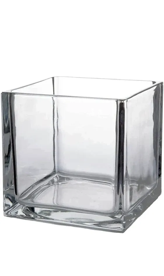 WGV Cube Glass Vase, Candle holder, 5"x5"x5", Utility, Clear Elegant Floral Accent Container Planter Terrarium Storage for Wedding Party Ceremony Home Decor, 12 Piece (VCB0005A_12)