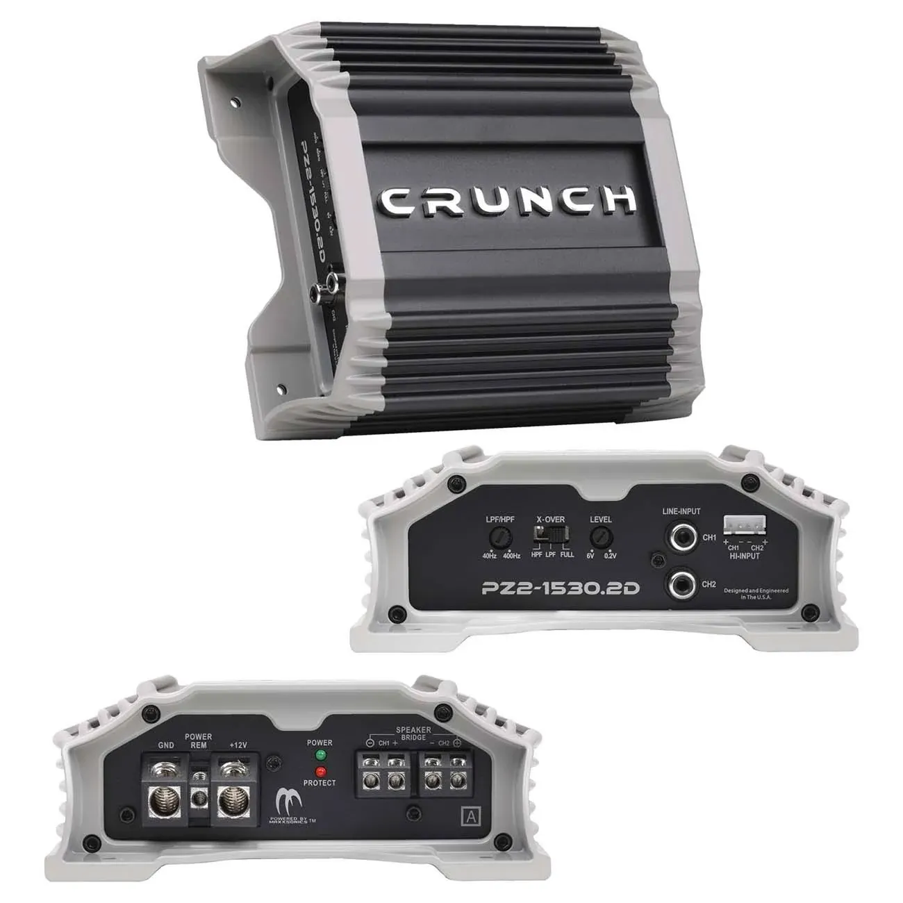 Crunch PZ2-1530.2D POWERZONE 1500 Watt Mono Amplifier, 2-Channel Car Audio Amplifier