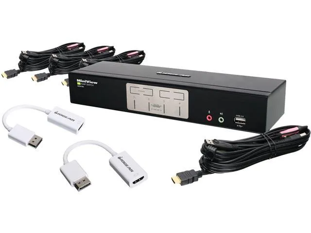 IOGEAR GCS1794DPKIT 4-Port HDMI and DisplayPort KVMP Kit with USB Hub and Audio