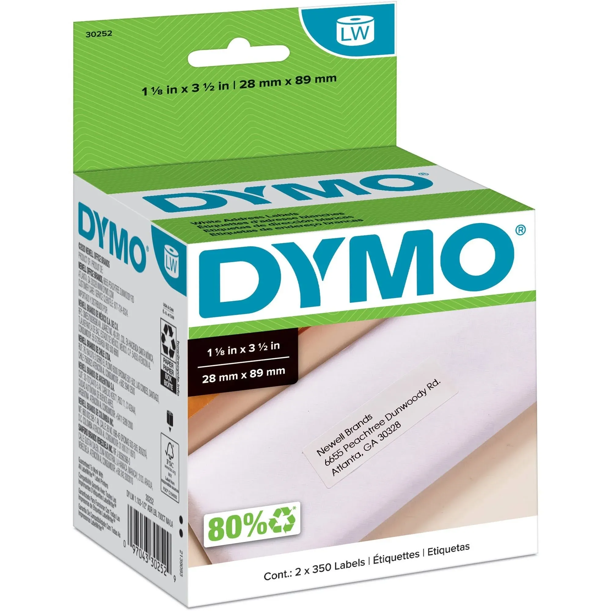 Buy DYMO 30252, LabelWriter Address Labels 1-1/8" x 3-1/2", White