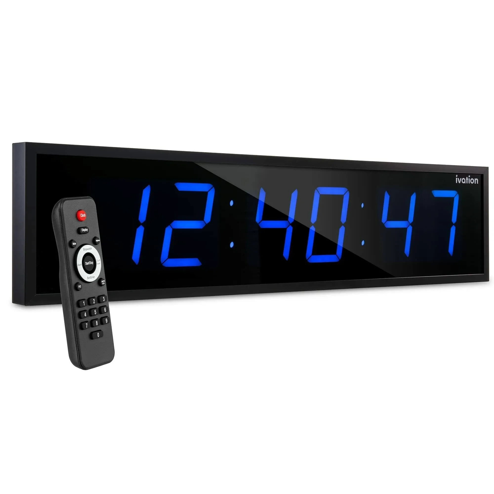 Ivation Large Digital Wall Clock, 48-Inch LED Display w/Timer - Blue