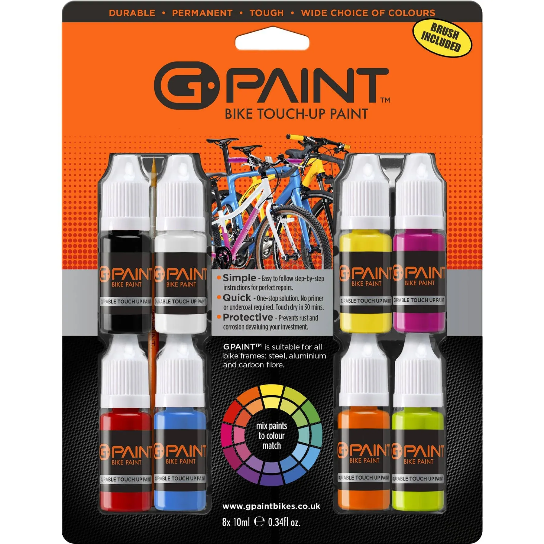 G-Paint Bike Paint -(8 Pack)- Touch Up Paint - Scratched or Chipped Bike Frames