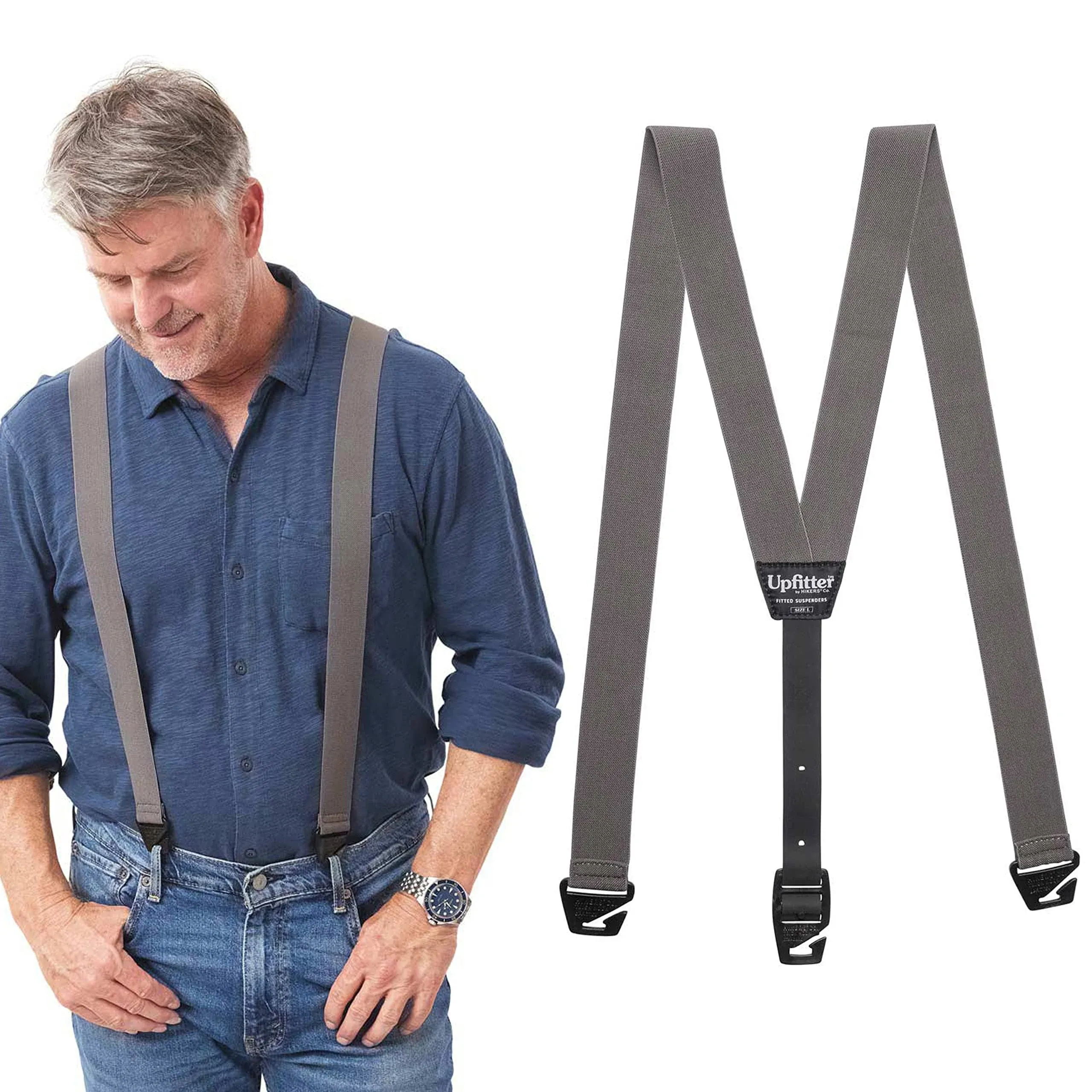 Upfitter Fitted Mens Suspenders for Under or Over Clothing | No Show Belt