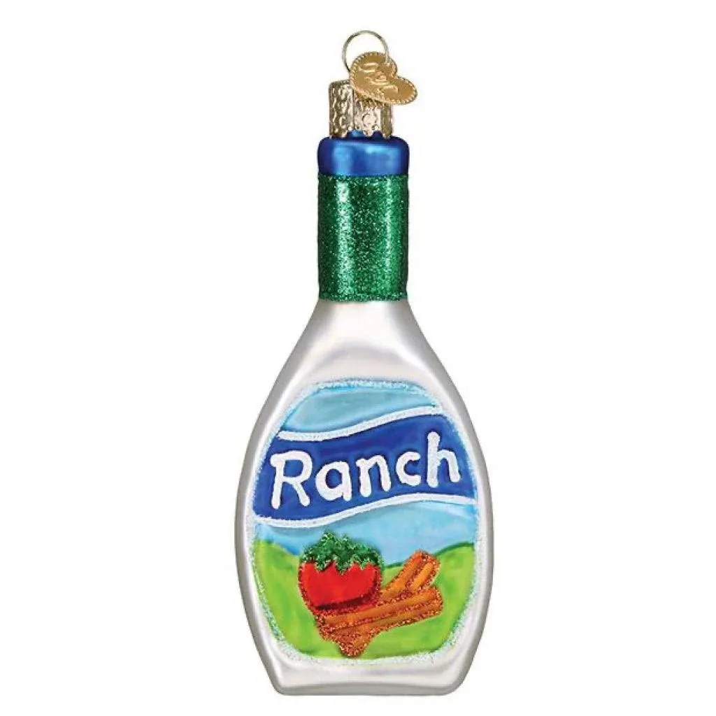 5&#034; Christmas Ranch Bottle Glass Ornament - NEW