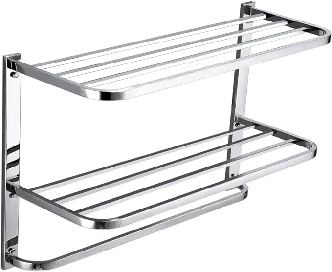 LUANT 3-Tier Bathroom Shelf with Towel Bars, Stainless Steel Wall Mounting Rack ...