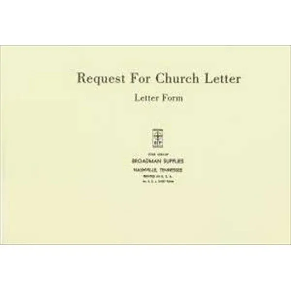 B & H Publishing Group 465275 Form Request for Church Letter No. RCL