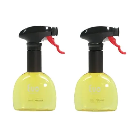 Evo Oil Sprayer Bottle, Non-Aerosol for Olive Cooking Oils, 8-ounce Capacity, Set of 2, Yellow