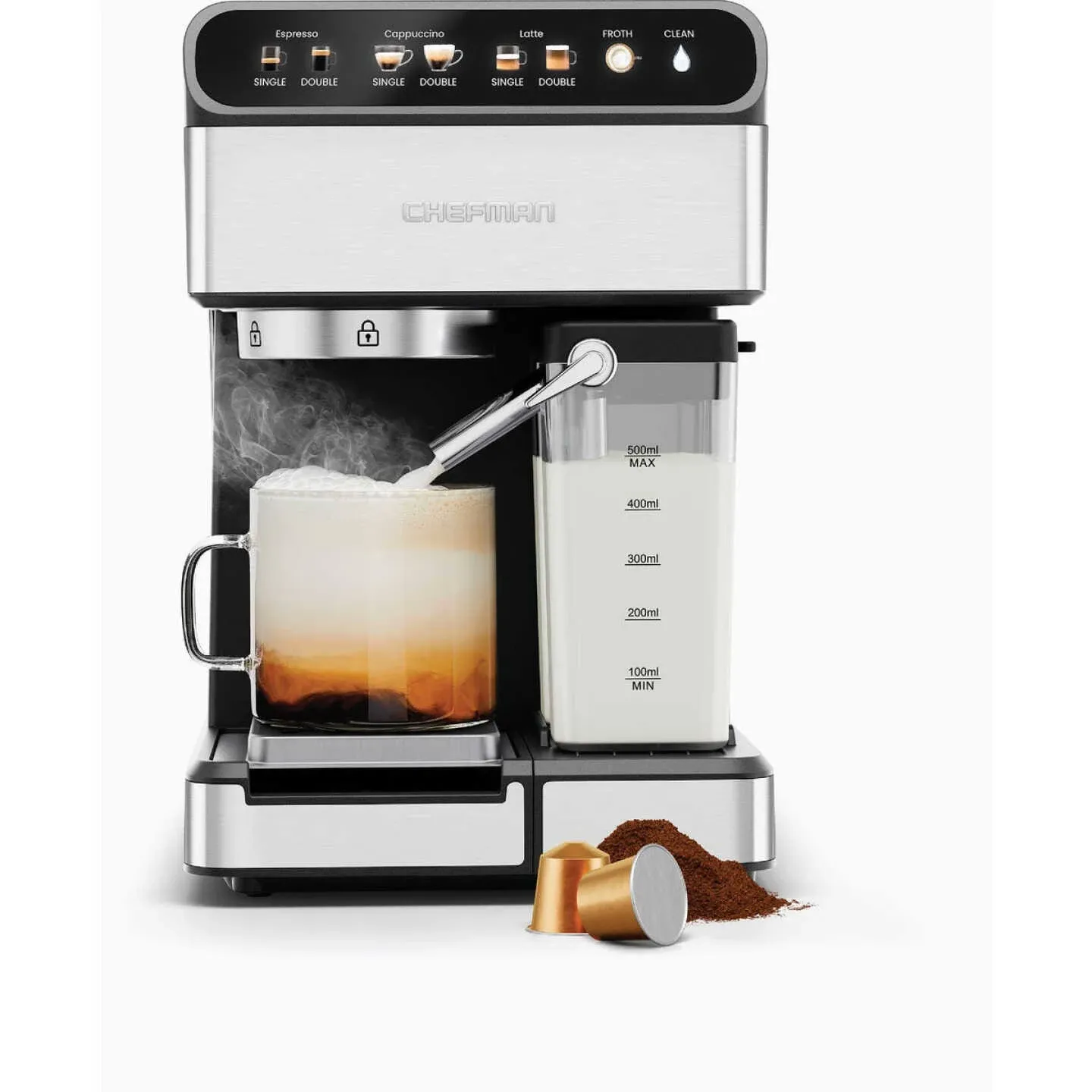 Máquina De Espresso Chefman Profesional De Acero Inoxidable