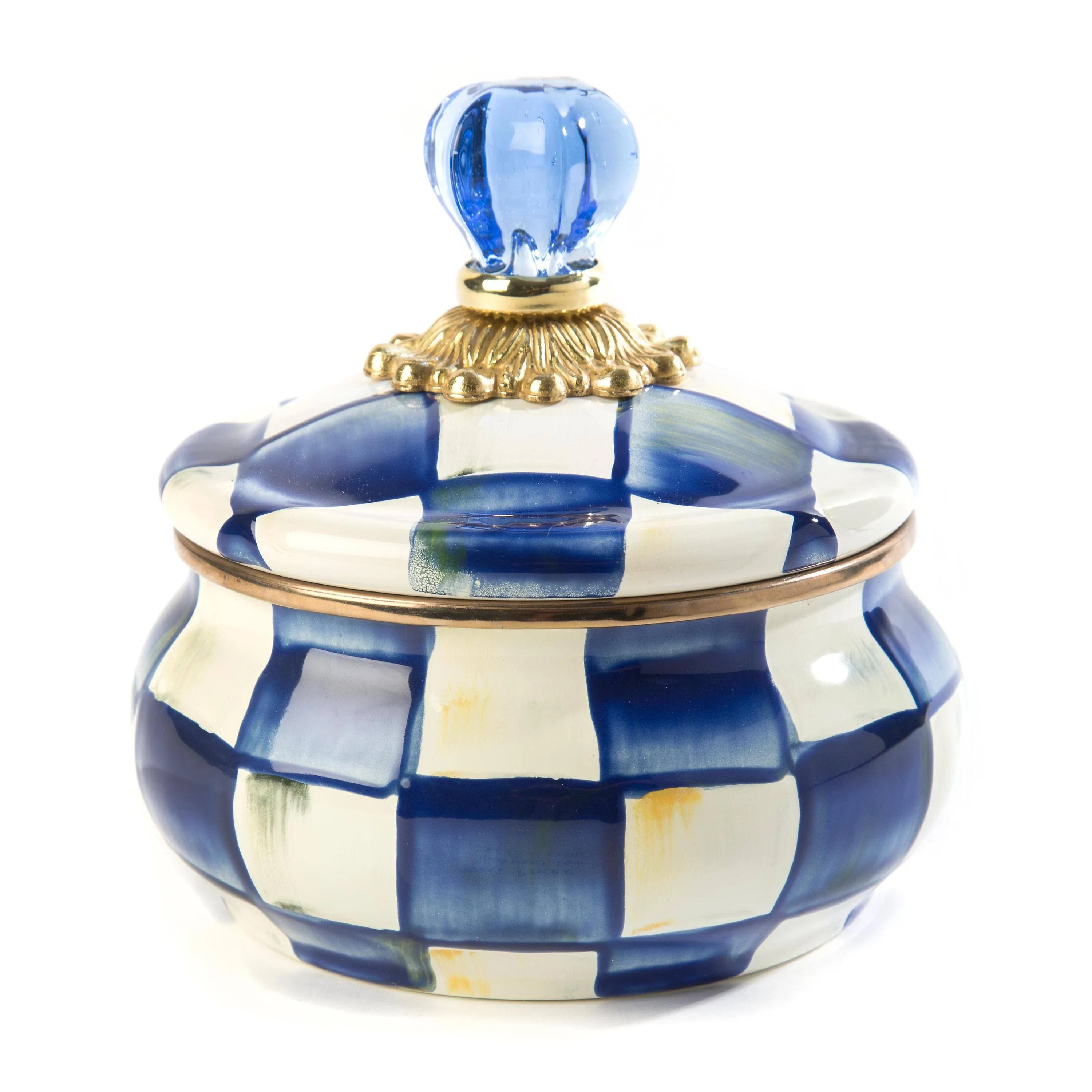 Shop Mackenzie-childs Royal Check Enamel Squashed Pot