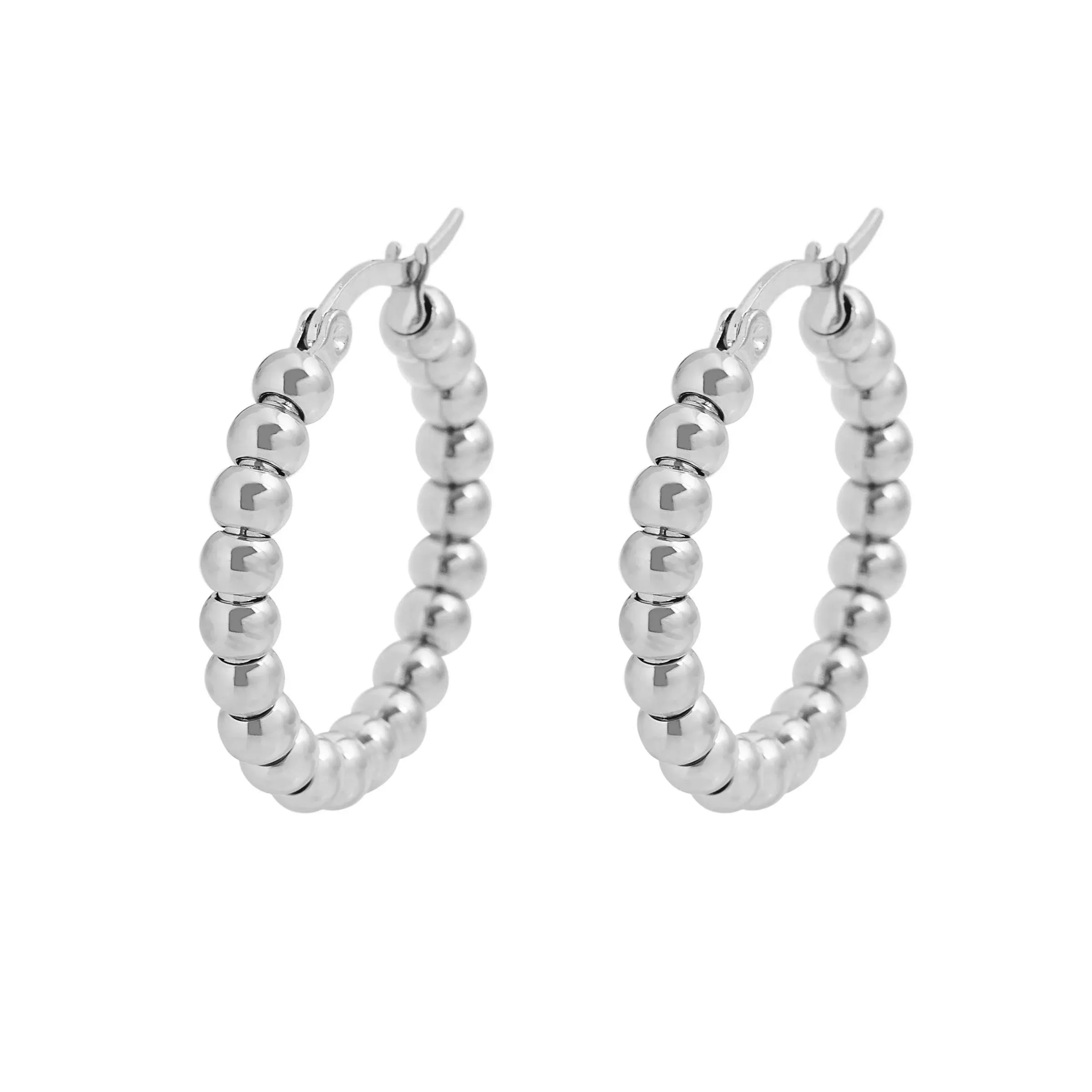 Edforce Stainless Steel Beads Hoop Earrings (27mm)