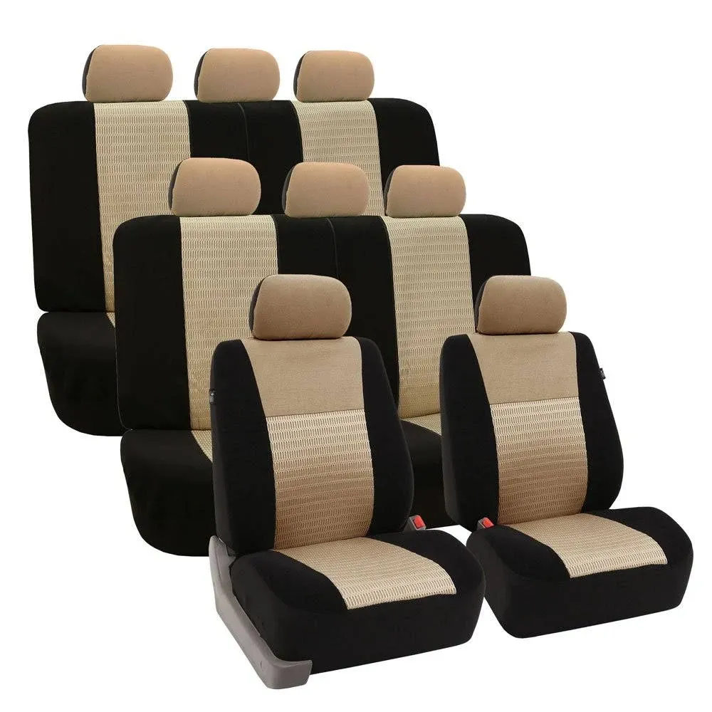 FH Group - Car for SEAT Covers Trendy for Elegance for 3D B Beige (2 Buckets 2 B