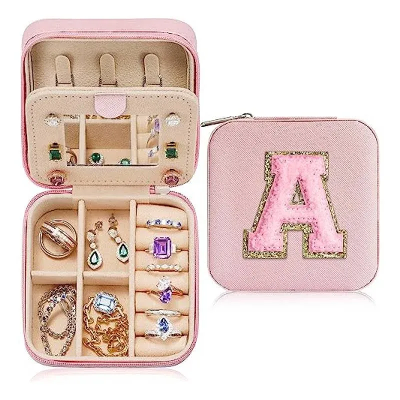 Parima Personalized Jewelry Holder & Organizer Case - Pink Travel Jewelry Box ...