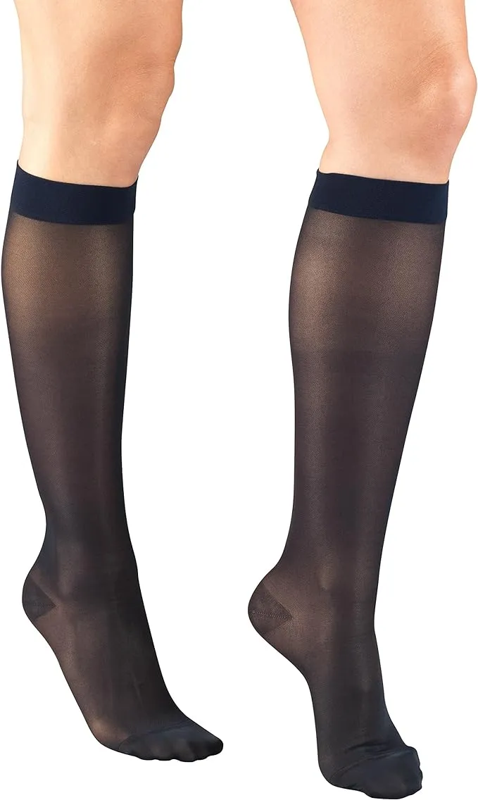 Truform Women's Stockings, Knee High, Sheer: 15-20 mmHg, Navy, Small