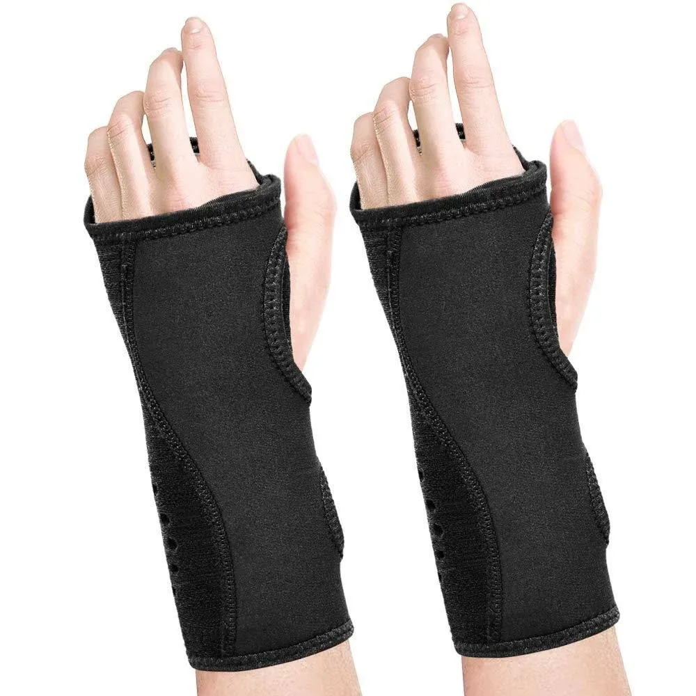 2 Pack Night Wrist Sleep Support Brace,Carpal Tunnel Wrist Brace Night Support,Adjustable Compression Wrist Splint for Tendonitis Arthritis Pain Relief Hand Support with Cushioned Beads Padded