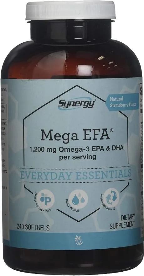 Vitacost Synergy Mega EFA® Mini Gels - 1200 mg per Serving Omega 3 EPA & DHA Natural Strawberry - 240 Softgels