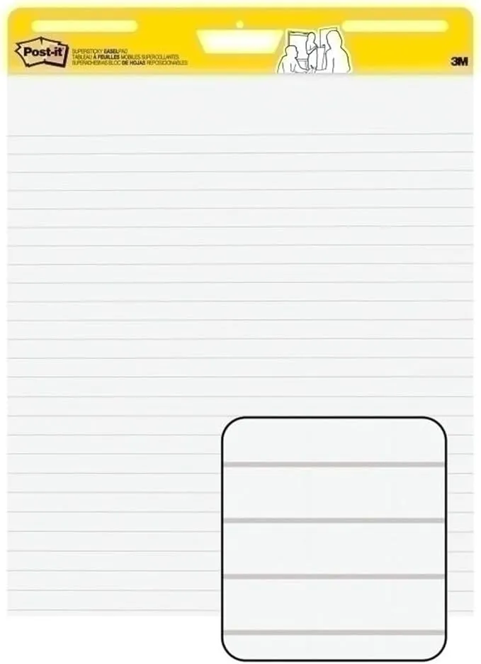 Post-it® Super Sticky Easel Pad, 25" x 30", Lined, 30 Sheets, WhitePost-it® Super Sticky Easel Pad, 25" x 30", Lined, 30 Sheets, White