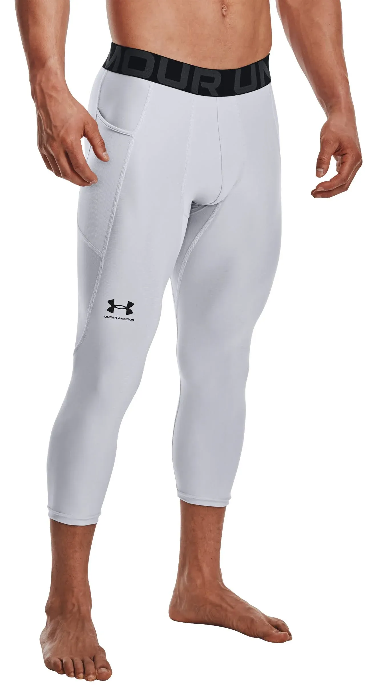 Under Armour Men's Heatgear Armour 3/4 Leggings, Large, Mod Gray/Black