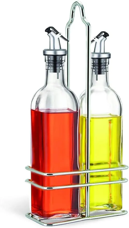 CUISINOX Oil and Vinegar Bottle Cruet Set with Wire Caddy