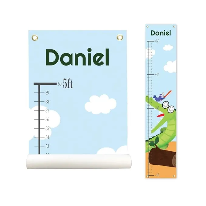 Personalized Kids Canvas Growth Chart, Kids Height Chart, Growth Chart Banner ...