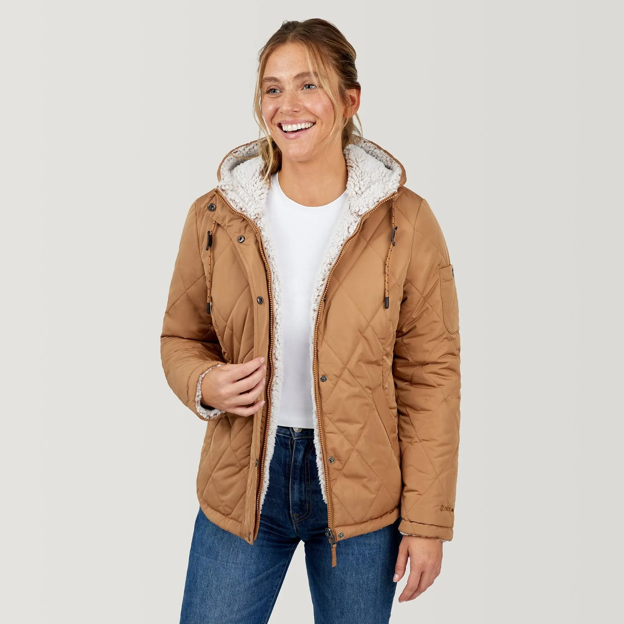 Free Country Women's Stratus Lite Reversible Jacket in Camel - S