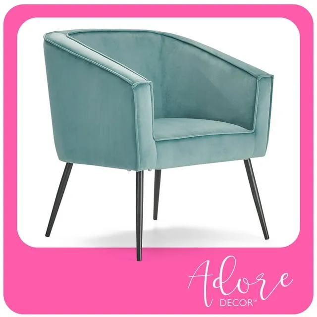 Adore Decor Rani Modern Velvet Accent Chair in Teal Blue