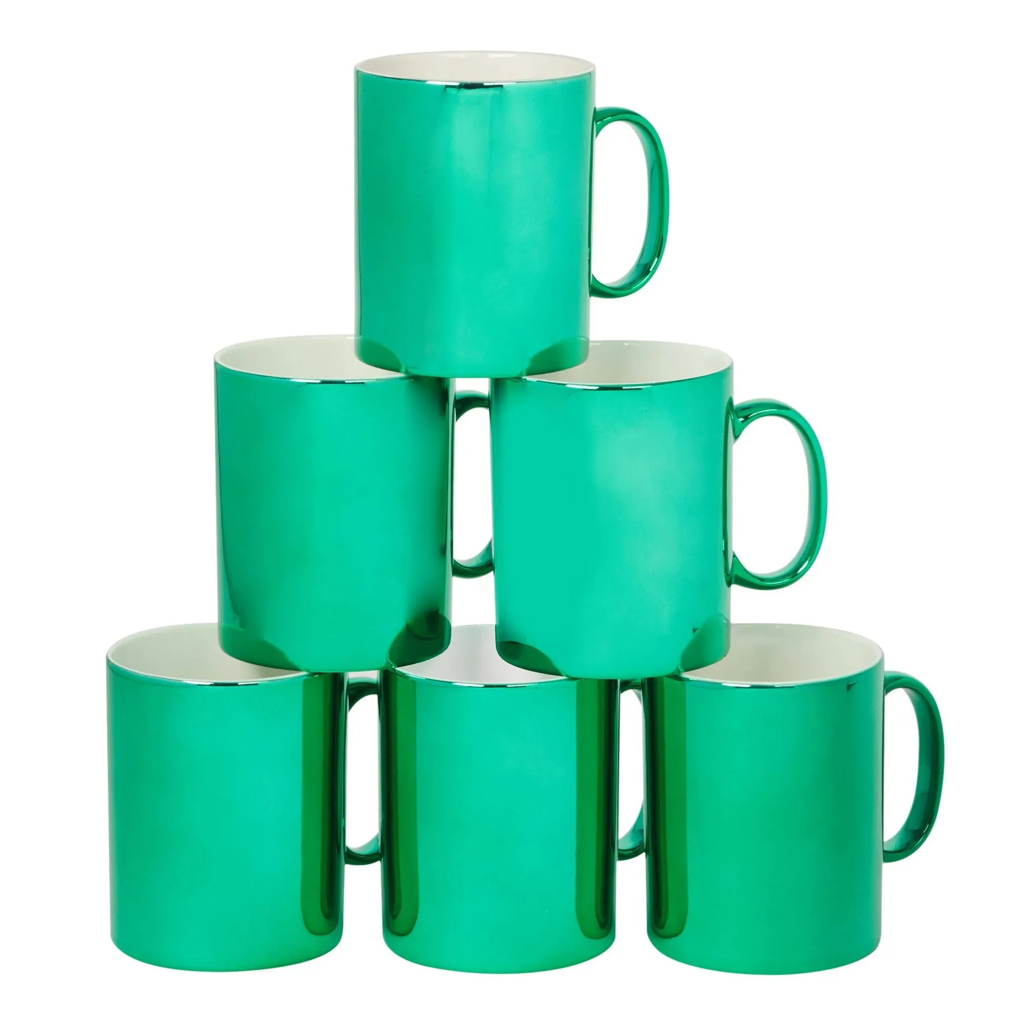 Holiday Lights Green 16 oz Mugs Set Of 6, Service For 6 In Multi