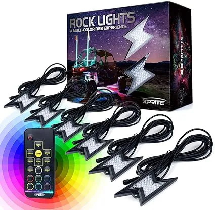 Xprite USA DL-RL-G4-6PC Z-Force Remote Control RGB LED Rock Lights - 6 Piece