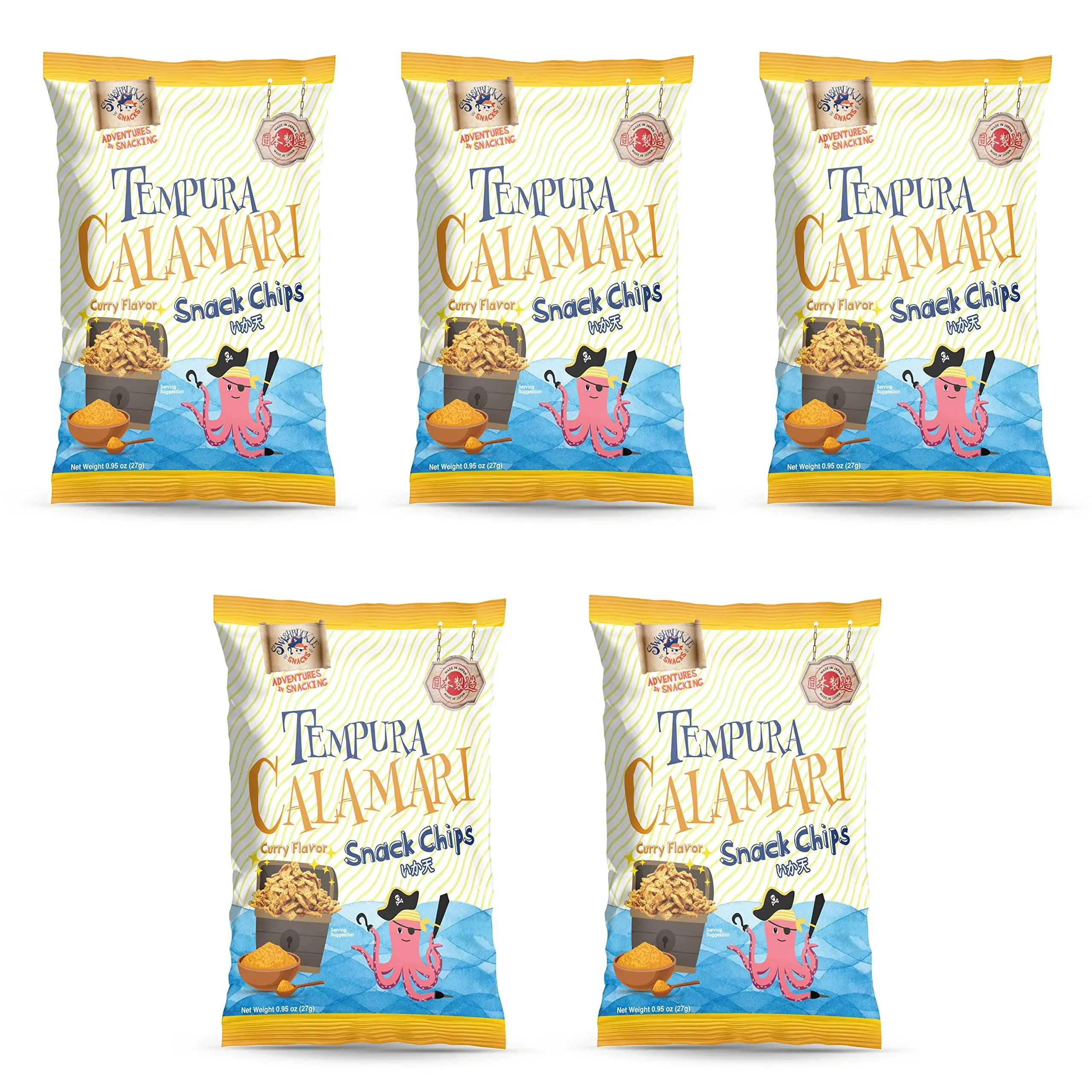 Swashbuckle Snacks Crispy Tempura Calamari Snack Chips Curry Flavor 0.95oz (27g ...