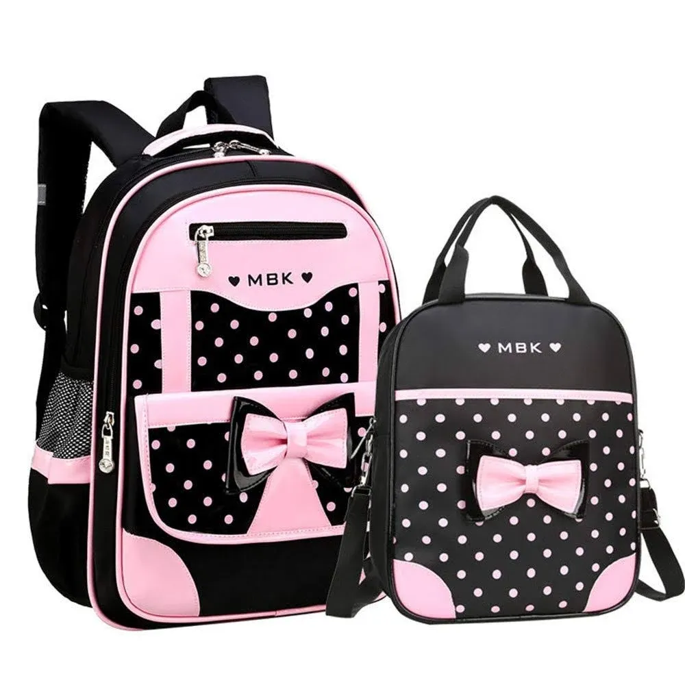 VIDOSCLA School Bags for Girls,2Pcs Bowknot Students Backpack,Elementary Princess ...