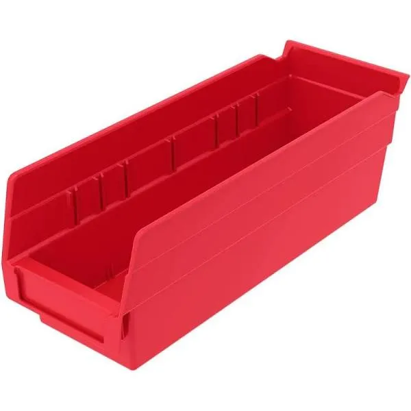 (24 Count) Akro-Mils 30120 Red Nesting Shelf Hopper Bin, 4-1/8&#034; x 11-5/8&#034; x 4&#034;