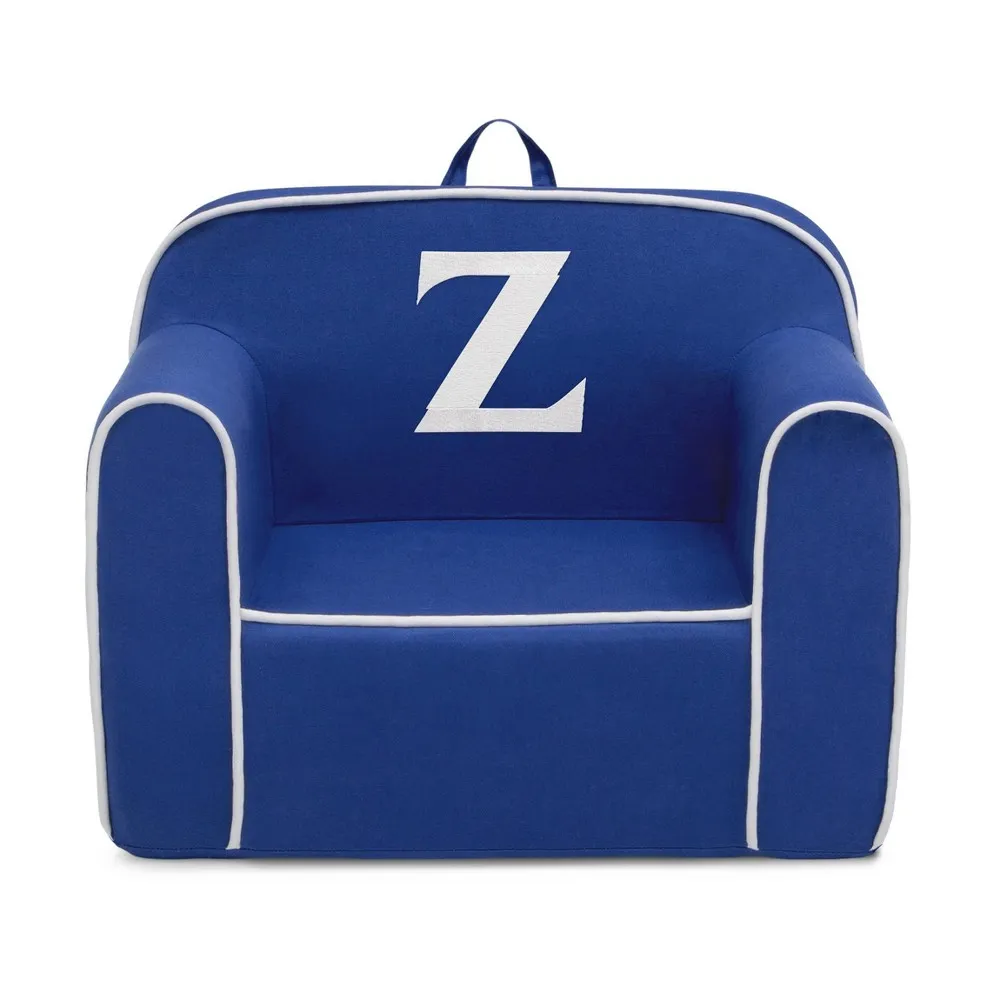 Delta Children Personalized Monogram Cozee Foam Kids' Chair - Customize with Letter Z - 18 Months and Up - Navy & White