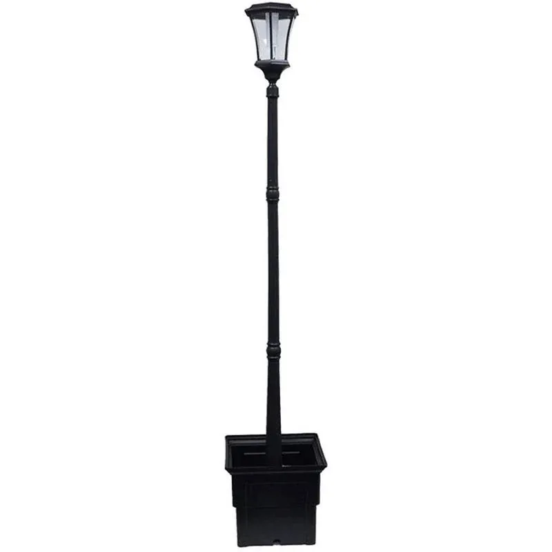 312001 Abigail Single Head Solar Lamp Post With Planter 7 Ft Black