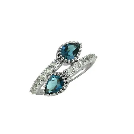 YoTresure 2.18 Ct. London Blue Topaz Ring Solid 925 Sterling Silver Jewelry