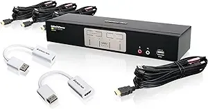 IOGEAR 4-Port HDMI and DisplayPort KVMP Kit with USB Hub and Audio, w/Full Set of Cables, (GCS1794DPKIT TAA Compliant)