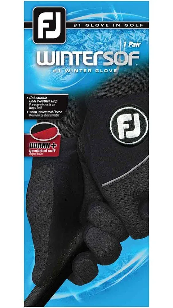 FootJoy Womens WinterSof Golf Gloves, Pair, Black Large, Pair