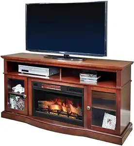 Walker 60-in Electric Fireplace TV Stand in Dark Cherry